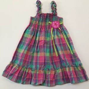 pastel pink and green multicolor plaid dress